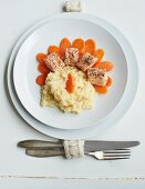 Risotto with salmon and carrots