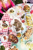 Various grilled dishes for a garden party