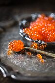 Caviar on a silver tray