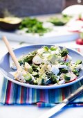 Couscous salad with feta, radishes and asparagus