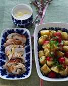 Chicken roulade with a potato and radish salad for Mother's Day