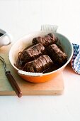Beef roulade in an oven-proof dish