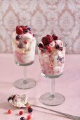 Eton Mess with fresh berries and vanilla ice cream
