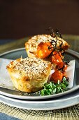 Puff pastry parcels filled with aubergine and cheese