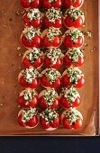 Bread topped with egg, cherry tomatoes and chives