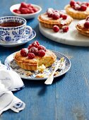 Coconut tartlets with raspberries