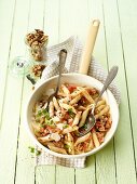 Penne with tomatoes and walnuts