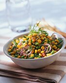 A vegetable and sweet corn salad