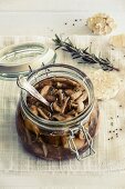 Wild mushrooms preserved with rosemary and garlic