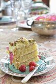 White chocolate cake with pistachio nuts and cardamom
