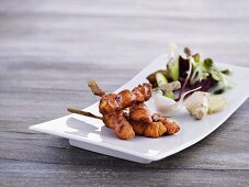 Chicken skewers with garlic and ginger