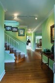 Wooden floors in hallway, living room and on stairs; West Palm Beach; USA