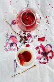 Hibiscus tea and vodka jelly