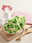 Savoy cabbage salad with peas, radishes and mint