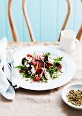 Beetroot salad with beef and mozzarella