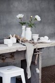 Table, vase, peonies