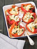 Peppers stuffed with feta and mozzarella