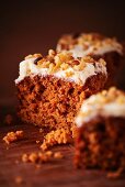 Carrot cake with chopped nuts