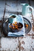 Chocolate-dipped candied orange peel for Christmas