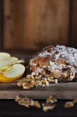 Homemade fruit bread with apples and nuts
