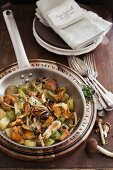 Autumnal fried potatoes with fresh wild mushrooms