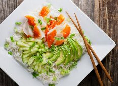 California roll salad with avocado and cucumber