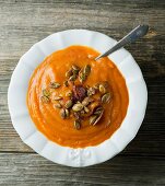 Carrot soup with roasted seeds