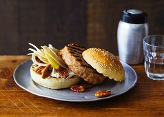 A Canada burger with apple, fennel, pecan nuts and maple syrup
