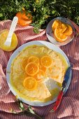 Sponge cake with orange glaze for a picnic