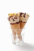 Ice cream cones in a glass