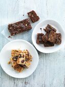 Oat bars, chocolate and honey bars and brownies