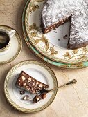 Chocolate cake with nuts and figs