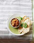 Flatbread with apple-mango chutney