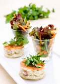 Mini quiches served with mixed leaf salad