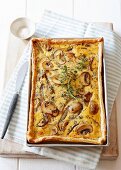 Mushroom and red onion quiche