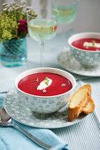 Beetroot soup with crème fraîche