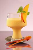 A mango and carrot lassi with lemon balm