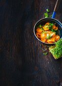 Steamed root vegetables with cress