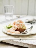 Baked potato with shrimps