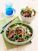 Asiatischer Glasnudelsalat mit Schweinefleisch und Gemüse