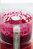 Beetroot purée for pasta dough in a mixer