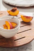 A bowl of peach slices