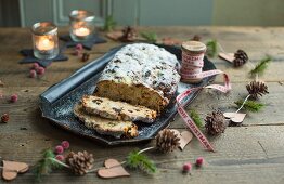 Quark stollen with icing sugar for Christmas