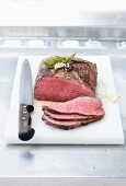 Roast beef cut into thin slices