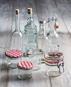 Empty bottles and glasses for making preserves