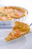 Salmon tart with egg custard and dill