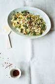 Pasta with a cauliflower and nut topping