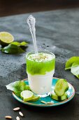 Yoghurt with cucumber, limes and pine nuts