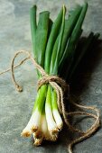 A bunch of spring onions