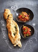 Ratatouille with a herb butter baguette